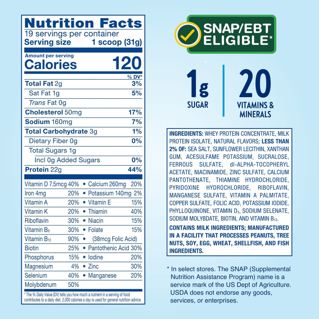 Glucerna Hunger Smart Powder, Diabetic Nutrition, Blood Sugar Management, 22g Protein, 120 Calories, Classic Vanilla, 22.3-oz tub, 2 Count