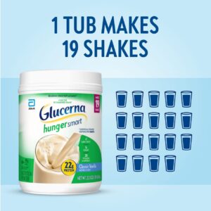 Glucerna Hunger Smart Powder, Diabetic Nutrition, Blood Sugar Management, 22g Protein, 120 Calories, Classic Vanilla, 22.3-oz tub, 2 Count