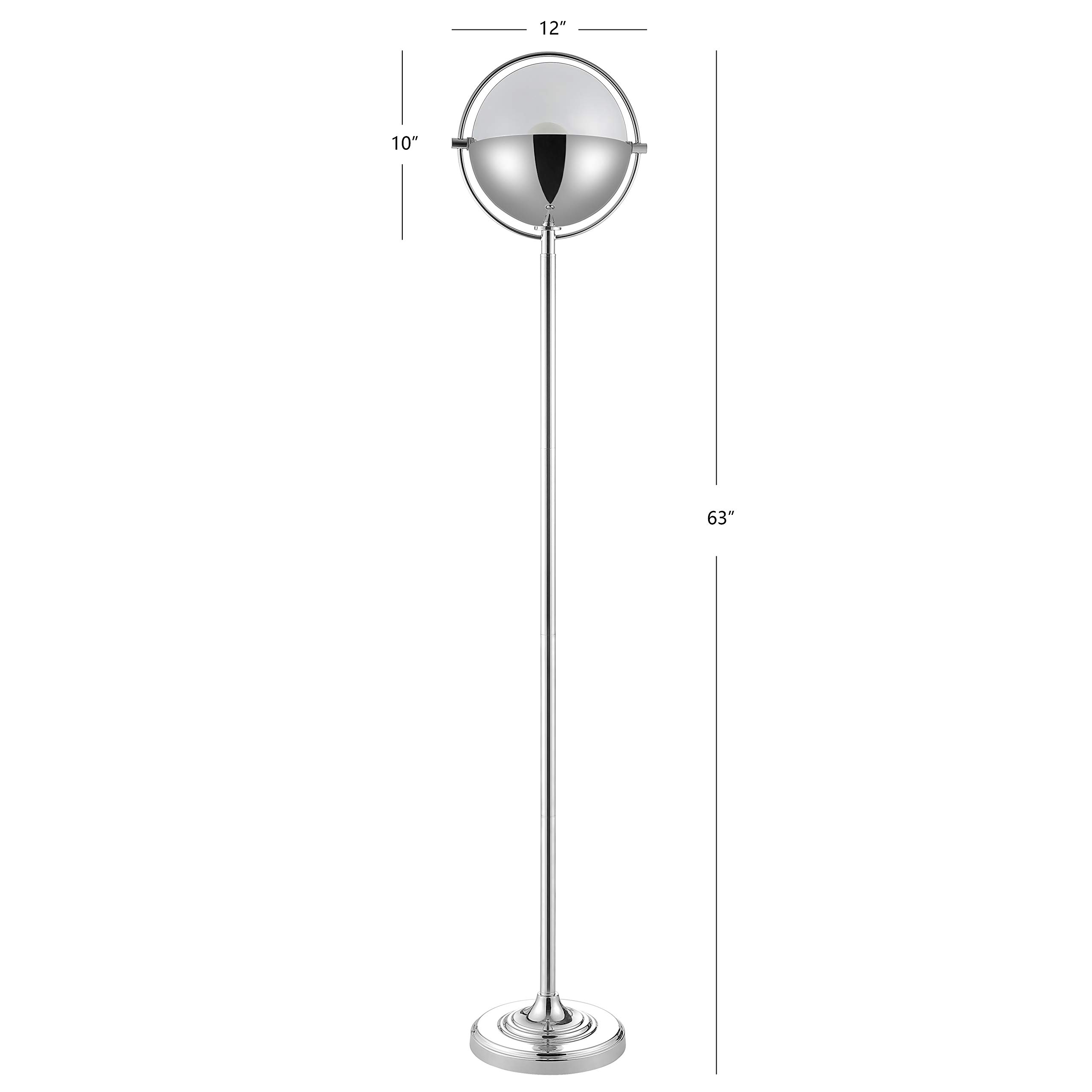 Safavieh FLL4069A Lighting Rensa Modern Globe Iron Chrome 63-inch (LED Bulb Included) Floor Lamp, Black