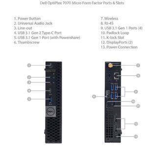 Dell Optiplex 7070 Micro (MFF) PC Intel Core i7-9700 3.0GHZ 8GB 2666MHZ RAM 256GB M.2 PCIe SSD AC WiFi Windows 10 Pro (Renewed)