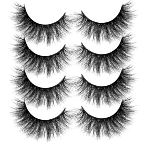 alicrown faux mink lashes pack 3d volume natural fluffy wispies cross false eyelashes