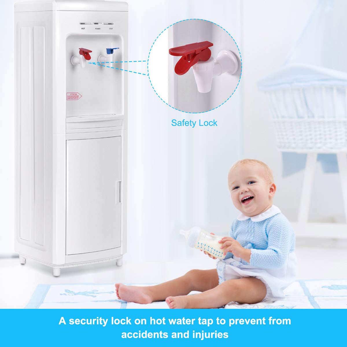 Water Dispenser, Water Dispenser with Adjustable Water Temperature, Cold Water and Hot Water Available Water Dispenser, Water Dispenser for Home and Office Use - White