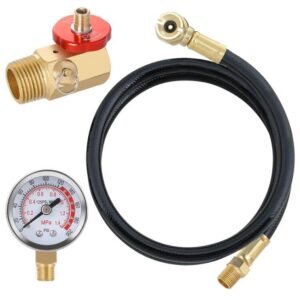 hromee air tank repair kit w/safety valve, pressure gauge and 4 feet air tank hose assembly kit for portable carry tank
