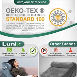 Lunix 3pcs Orthopedic Bed Wedge Pillow Set, Post Surgery Memory Foam for Back, Leg & Knee Pain Relief, Sitting Pillow, Adjustable Pillows for Acid Reflux and GERD for Sleeping, with Hot Cold Pack