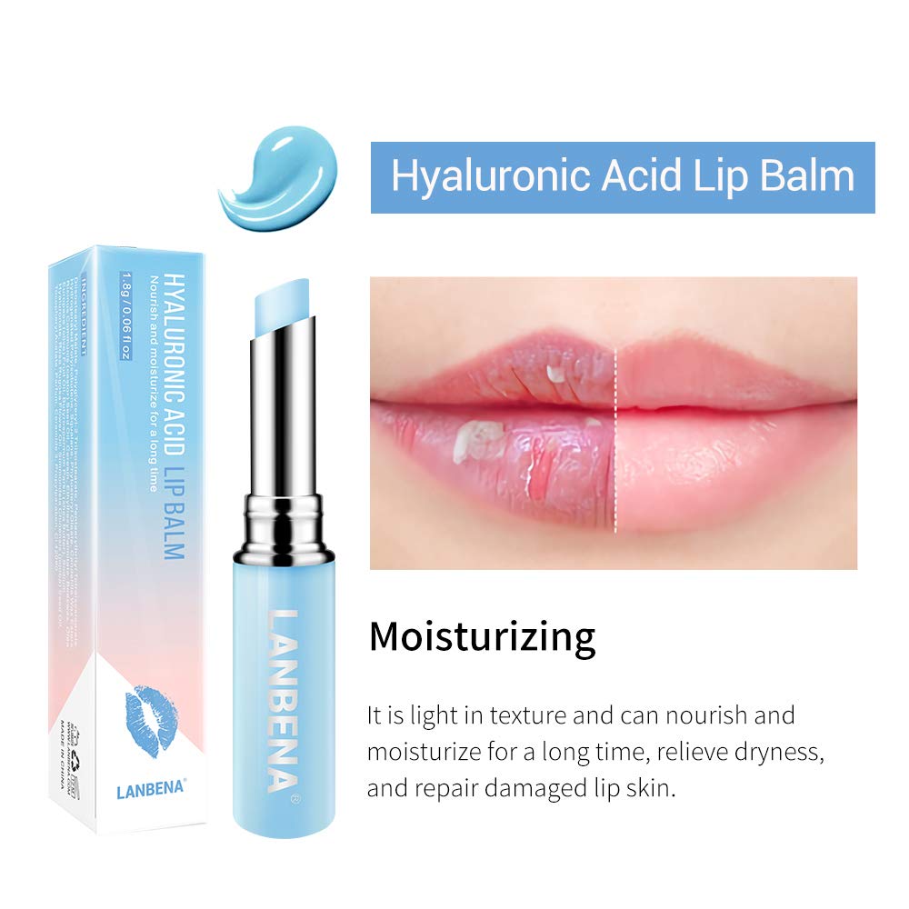 Hyaluronic Acid Lip Balm Long-lasting Moisturizing Nourishing Repair Lips Reduce Fine Lines Relieve Dryness Protect Lip Skin Natural Extract Lip Balm (New Packing)