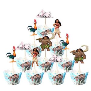 48 pcs moana cupcake toppers for cake decor kids birthday party cake decoration supplies