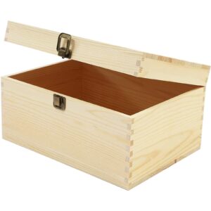 bright creations unfinished wood box with hinged lid, wooden jewelry box (10.75 x 8 x 5.75 in)