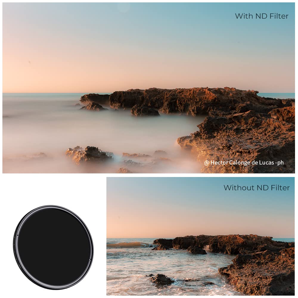 K&F Concept 58mm Variable ND Lens Filter ND2-ND400 (1-9 Stops) 18 Multi-Layer Coatings Adjustable Neutral Density Ultra Slim Lens Filter for Camera Lens (K-Series)