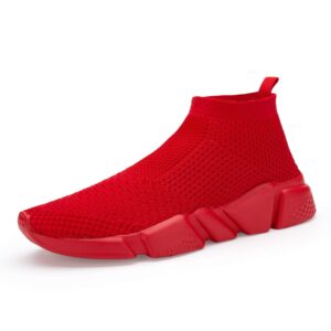 casbeam men's running knit comfortable lightweight breathable casual sports shoes fashion sneakers slip-on walking shoes all red size 9.5