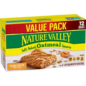 nature valley soft-baked oatmeal squares, peanut butter breakfast snacks, 12 ct, 14.88 oz