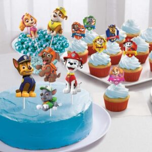 paw patrol adventures dessert decorating kit - 10.5" & 3.75" (12 pcs) - colorful assorted design paper toppers for kids themed parties & birthdays