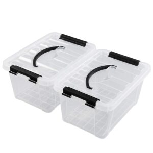 Jekiyo Plastic Storage Bin, Latching Box Container with Lid, Set of 2