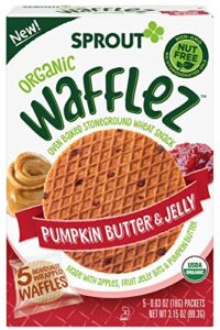 sprout organic baby food, stage 4 toddler snacks, pumpkin butter & jelly wafflez, single serve waffles (50 count),5 count (pack of 10)