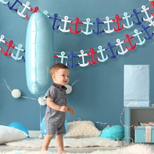 18 Pieces Nautical Birthday Party Decorations, Includes Nautical Garland Nautical Party Themed Hanging Banner and Nautical Hanging Swirl Supplies for First Birthday Boy Party Baby Shower