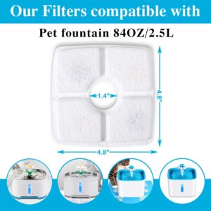 Cat Water Fountain Filters,Pet Water Fountain Filters Replacement Filters,Water Fountain Filters for 84oz/2.5L Automatic Pet Water Dispenser with 4 Pack Replacement Filters&2 Pack Sponges