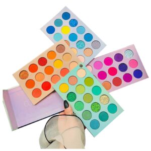 60 colors eyeshadow palette, 4 in1 color board makeup palette set highly pigmented glitter metallic matte shimmer natural ultra eye shadow powder easy to blend