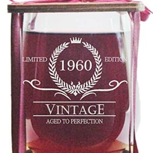 Orange Kat Vintage 1960 Limited Edition - Aged To Perfection Stemless Wine Glass and Presentation Packaging