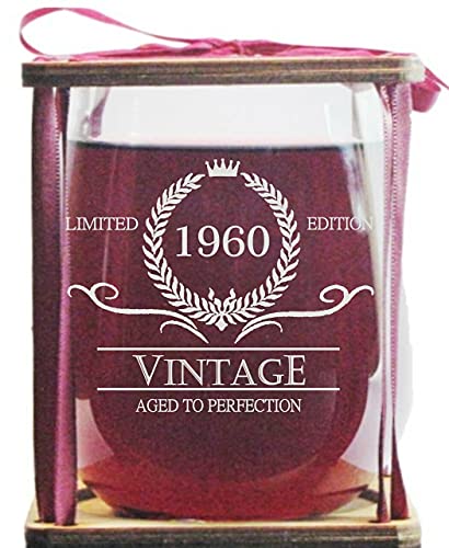 Orange Kat Vintage 1960 Limited Edition - Aged To Perfection Stemless Wine Glass and Presentation Packaging