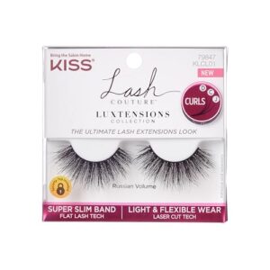 kiss lash couture luxtension, false eyelashes, russian volume', 16 mm, includes 1 pair of lash, contact lens friendly, easy to apply, reusable strip lashes