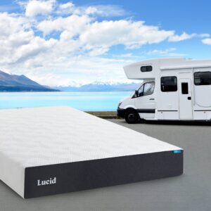 lucid 10 inch memory foam mattress - rv trailer & camper mattress - medium feel - bamboo charcoal and gel infusion - hypoallergenic - bed in a box - temperature regulating - short queen size