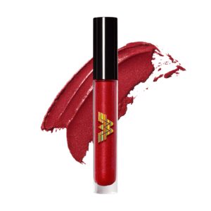 revlon x ww84 wonder woman warrior glitter lipcolor, transforming matte to shimmer full coverage liquid lipstick in red, 001 fight for it, 0.12 fl oz