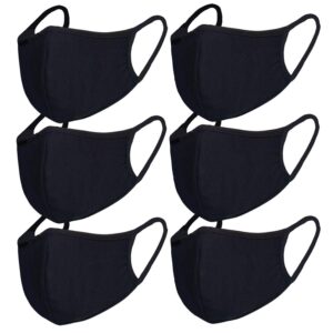 6pcs/pack black mask windproof dustproof masks breathable reusable washed for outdoor sport half face earloop cotton masks