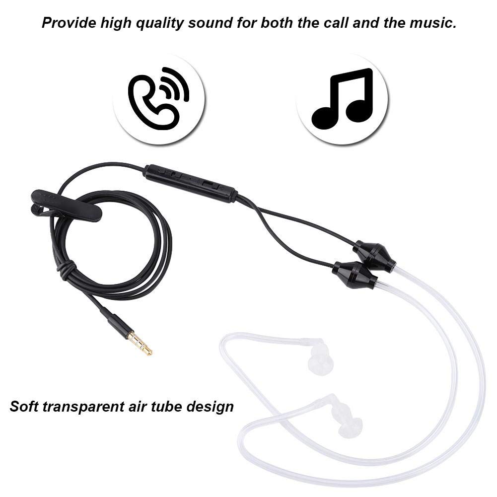 Ciglow in-Ear Headphones, 3.5mm Anti-Radiation Air Acoustic Tube Earpiece Earphone with Microphone for Mobile Phone, Tablet, MP3, MP4, etc.(Black)