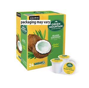 green mountain coffee roasters island coconut, single-serve keurig k-cup pods, flavored coffee, 24 count (packaging may vary)