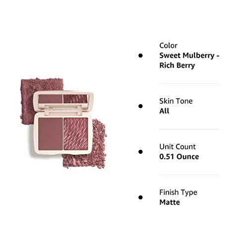 COVER FX Monochromatic Powder Blush Duo - Sweet Mulberry: Rich Berry - Matte + Shimmer Finish - Create Custom, High Impact Color