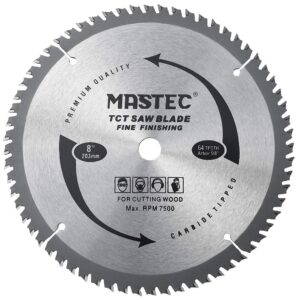 mastec 8 inch 64 tooth circular saw blade anti kickback tooth for wood cutting with 5/8-inch arbor