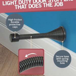 Jack N’ Drill Door Stopper (15 Pack) - 3⅛” Light Duty Spring Door Stop with Flexible Spring and Non-Marking Tip, Door Stops with Finishes to Match Every Home and Office