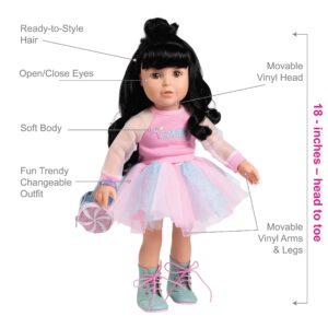 ADORA Amazon Exclusive Amazing Girls Collection, 18” Realistic Doll with Changeable Outfit and Movable Soft Body, Birthday Gift for Kids and Toddlers Ages 6+ - Candy