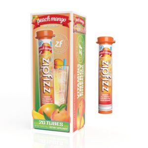 zipfizz energy drink mix, electrolyte hydration powder with b12 and multi vitamin, peach mango (20 count)
