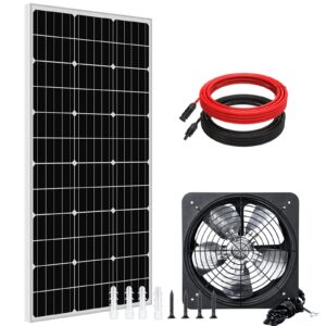 eco-worthy solar attic ventilation fan kit, large airflow fan 2000cfm for greenhouse, powered by 100w solar panel, stable flow form 25w motor - delivery in 2 parcels
