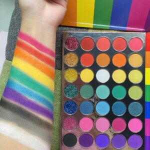 Afflano Rainbow Eyeshadow Palette Matte Shimmer Pressed Glitter, Pigmented Colorful Eye Shadow Pallets, Pink Red Orange Yellow Green Blue Purple 35 Color, Blendable Bright Makeup Palette