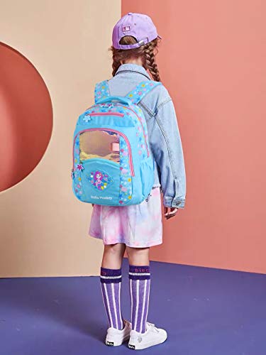 RuRu monkey Kids Backpack for Girls - Perfect for Kindergarten, Preschool & Lower Elementary Students (Ages 4-10) - Mermaid Kids Bookbag - Medium (16.5" Tall)