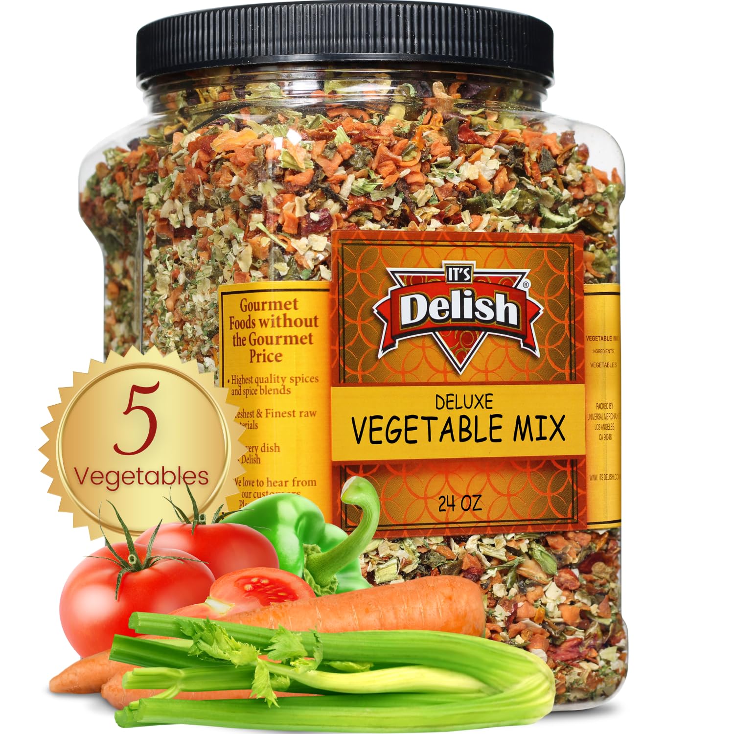 Deluxe Dried Vegetable Soup Mix by Its Delish, 24 Oz (1.5 Lb) Jumbo Container of Dehydrated Vegetables