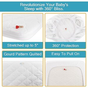Bamuho Cotton Pack and Play Mattress Protector, Mini Crib Mattress Protector, Fits Graco Pack n Play, Baby Portable Mini Cribs, Gourd Pattern Quilted - 39" x 27"