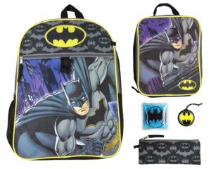 bioworld batman 16" backpack 5 pc classic comic design combo set