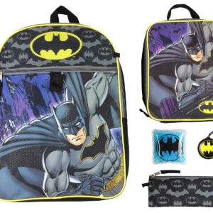 Bioworld Batman 16" Backpack 5 PC Classic Comic Design Combo Set