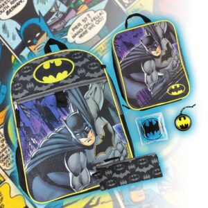 Bioworld Batman 16" Backpack 5 PC Classic Comic Design Combo Set