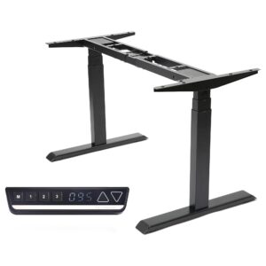 fromann electric 3 tier legs dual motor standing desk frame heavy duty 300lb sit stand up height adjustable desk base for home and office (black)