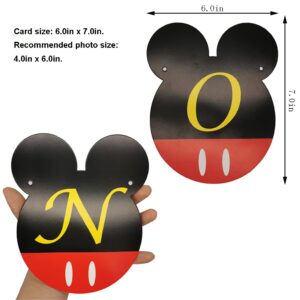 CHuangQi Mickey Themed Birthday Party Photo Banner & “ONE” High Chair Banner, NB to 12 Month Photo Banner, 1st Birthday Supplies, Baby Shower Decoration