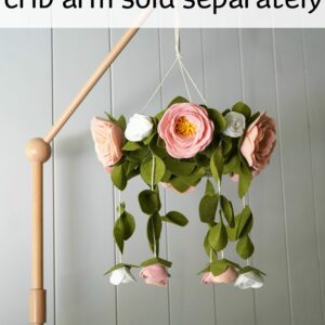 Sorrel + Fern Rose Flower Baby Crib Mobile (Felt Rose) - Baby Shower Gift Nursery Decorations - Handmade Floral Decor - for Girls