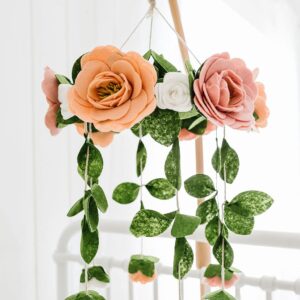 Sorrel + Fern Rose Flower Baby Crib Mobile (Felt Rose) - Baby Shower Gift Nursery Decorations - Handmade Floral Decor - for Girls