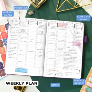 Legend Planner Hourly Schedule Edition – Deluxe Weekly & Daily Organizer with Time Slots. Time Management Appointment Book Journal for Work & Personal Life, Undated, A5 Hardcover – Purple, Debossed