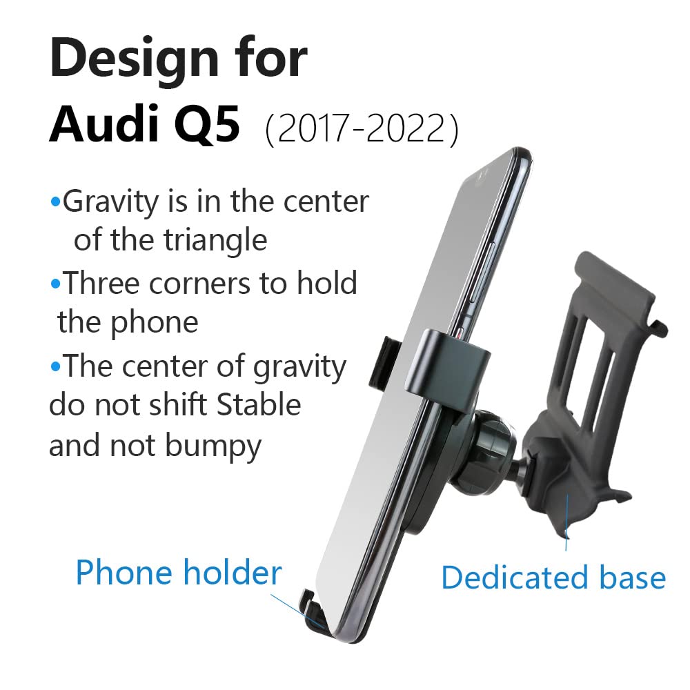 LUNQIN Car Phone Holder for 2017-2024 Audi Q5, 2018-2024 SQ5 Sportback Auto Accessories Navigation Bracket Interior Decoration Mobile Cell Phone Mount