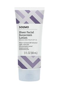 amazon brand - solimo sheer face sunscreen spf 55, formulated without octinoxate & oxybenzone, 3 ounce (pack of 1)