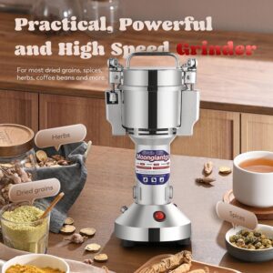 Moongiantgo Grain Mill Grinder Electric 150g Commercial Spice Grinder 850W Stainless Steel Pulverizer Dry Grinding Machine for Wheat Corn Rice Pepper Herbs Coffee Beans (150g Upright, 110V)