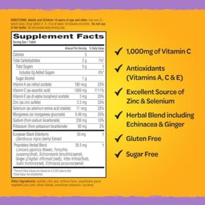 Airborne Elderberry + Zinc & Vitamin C Effervescent Tablets, Immune Support Supplement With Powerful Antioxidant Vitamins A C E, 20 Fizzy Drink Tablets, Elderberry Flavor